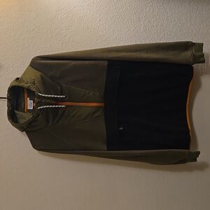 PASSENGER - Alexander Recycled Polar Hooded Fleece Pullover - Olive/Black - XL